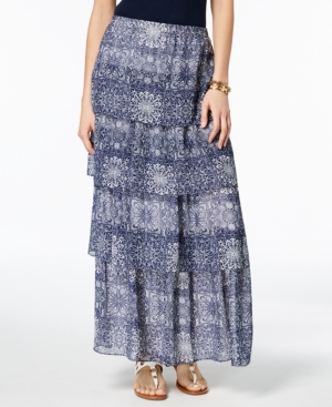 TOMMY HILFIGER TIERED CHIFFON MAXI SKIRT, CREATED FOR MACY'S