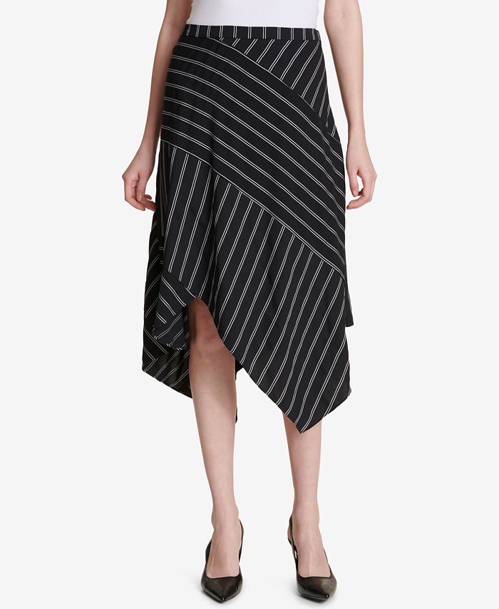 Calvin Klein Striped Asymmetrical-Hem Skirt & Reviews - Skirts - Women -  Macy's