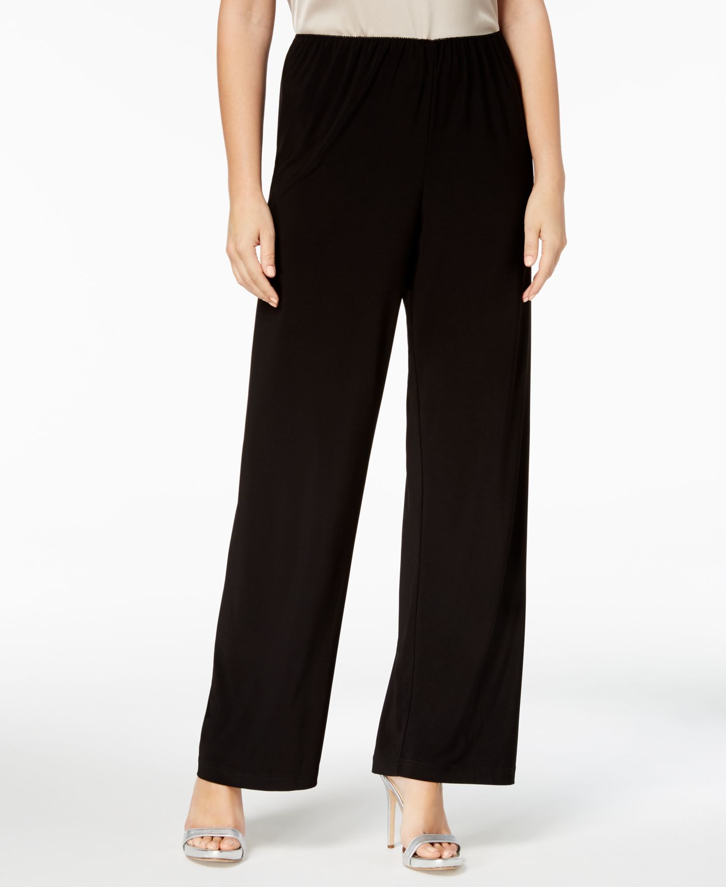 Женские брюки Alex Evenings Wide-Leg Petite, цвет: Чёрный — фото 1