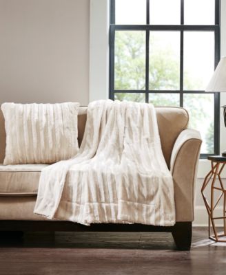 Duke Ribbed Faux-Fur Decorative Pillow, 20" x 20"