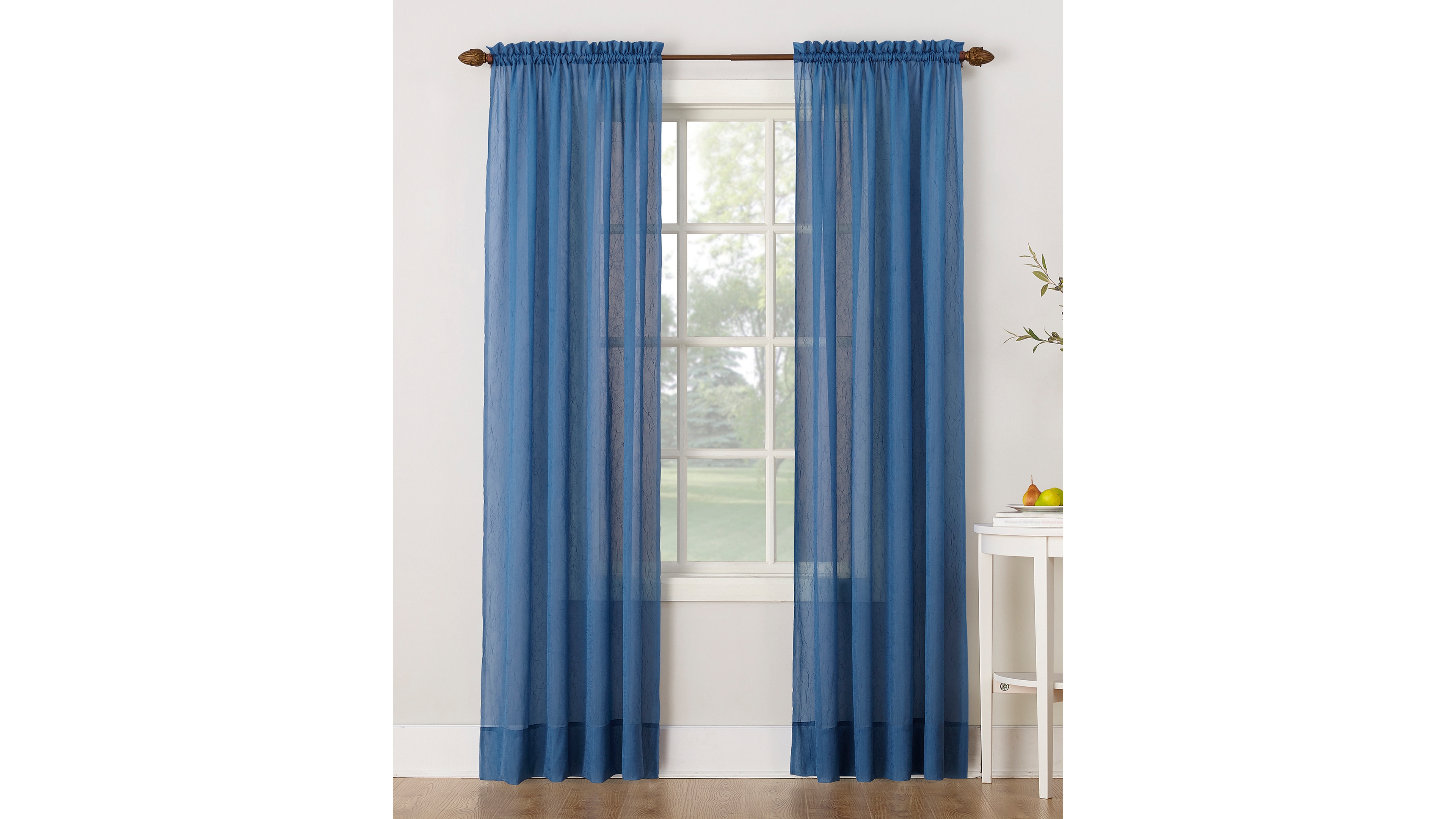Crushed Sheer Voile Rod Pocket Curtain Panel
