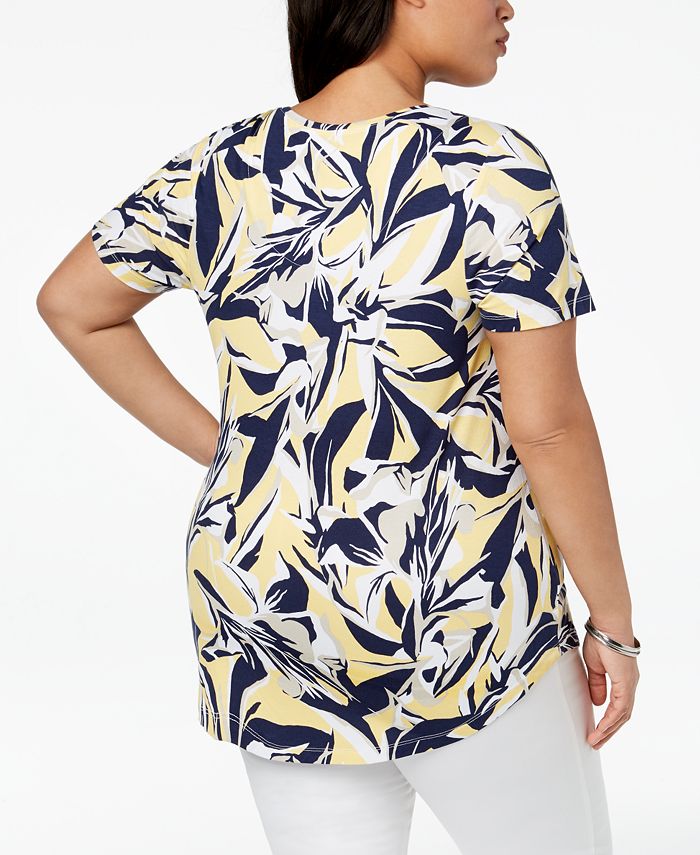 JM Collection Plus Size Abstract-Print T-Shirt, Created for Macy's - Macy's