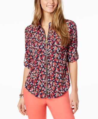 Michael Kors Lock Zip-Front Shirt, In Regular & Petite Sizes - Macy's