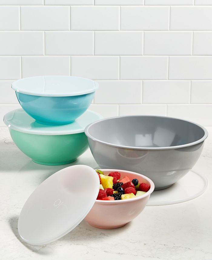 Martha Stewart Collection Glass Bowls With Plastic Lids 6 Pc. Set, Serving  Bowls & Baskets, Household