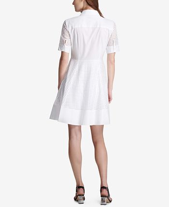 DKNY Eyelet Fit & Flare Dress, Created for Macy's & Reviews - Dresses ...