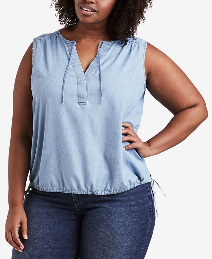 Sleeveless Chambray Denim Top