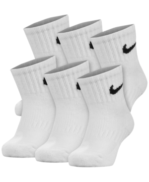 Nike Kids' 6-pack Everyday Cush Ankle Socks In White