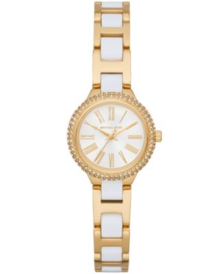 Michael Kors - Women's Petite Taryn Gold-Tone Stainless Steel & White Acetate Bracelet Watch 25mm