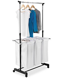 Rolling Laundry Cart with Hanging Bar