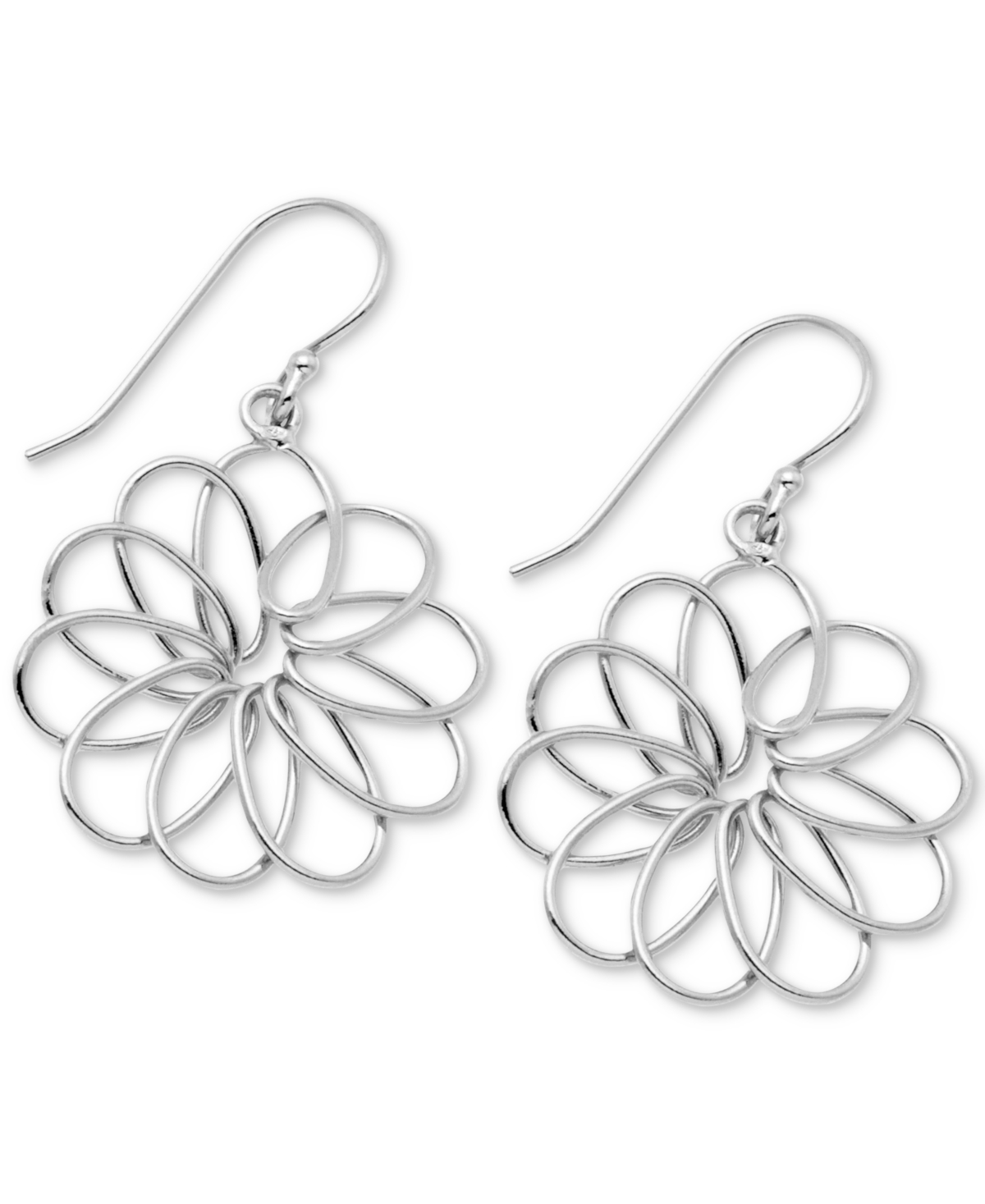 Medium Openwork Flower Drop Earrings in Silver-Plate - Fine Silver Plated