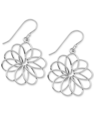 image of Essentials Medium Openwork Flower Drop Earrings in Fine Silver-Plate