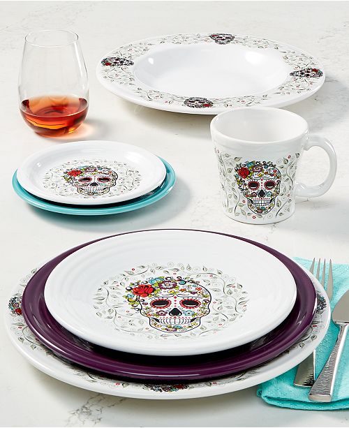 Fiesta Skull and Vines White Dinnerware Set & Reviews Dinnerware
