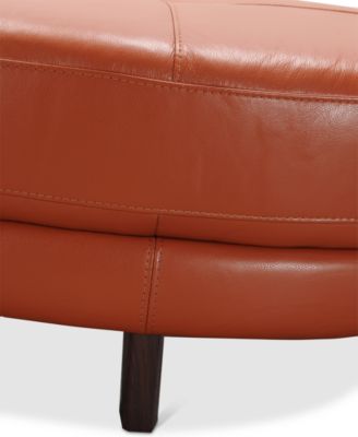 Myia Tufted Leather Oval Ottoman