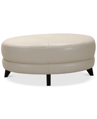 Myia Tufted Leather Oval Ottoman, Created for Macy's