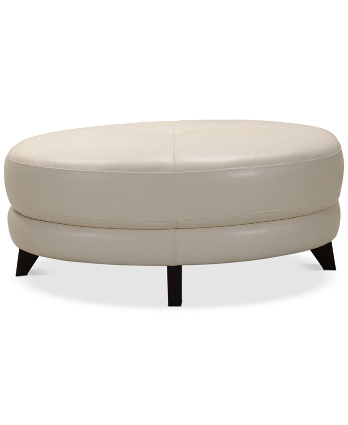 Furniture Myia Tufted Leather Oval Ottoman, Created for Macy's Macy's