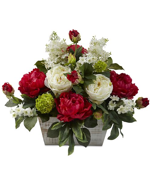 Nearly Natural Mixed Floral Artificial Arrangement with Whitewashed