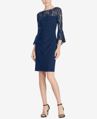 Lauren Ralph Lauren Lace-Trim Jersey Dress - Macy's
