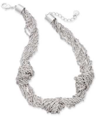 Photo 1 of Charter Club Silver-Tone Multi-Chain Knotted Statement Necklace, 17" + 2" extender, 