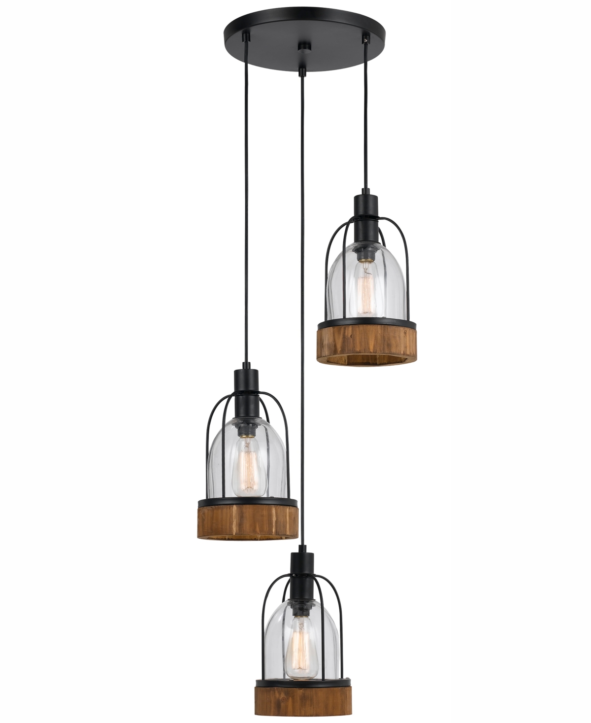Shop Cal Lighting 3-light Beacon Pendant In Black,wood