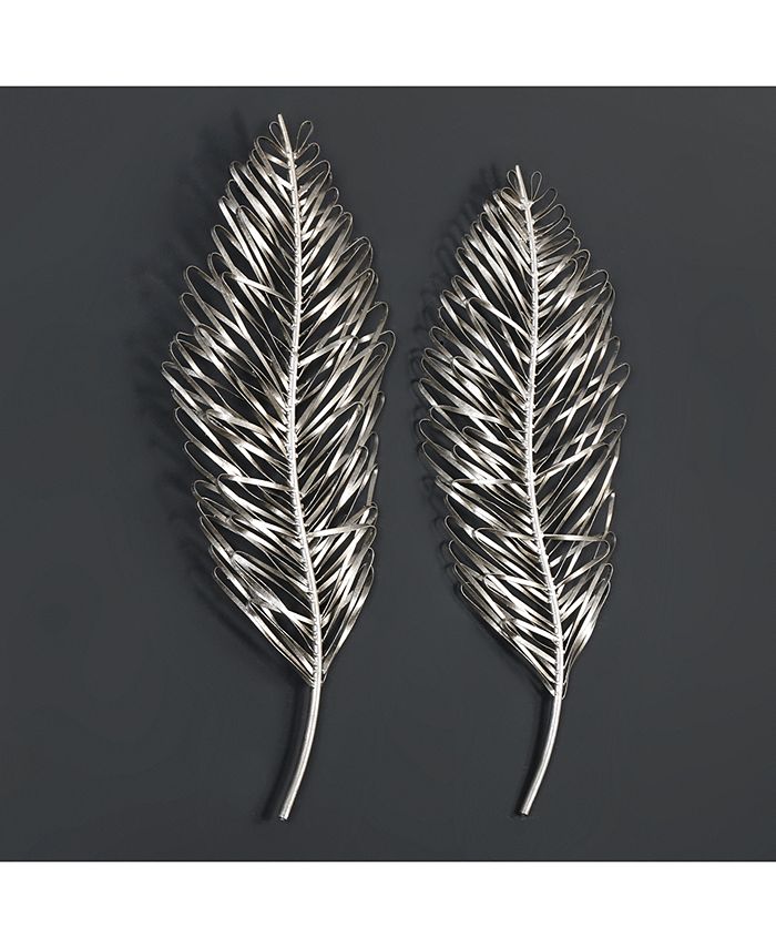 Uttermost - Leaflets 2-Pc. Silver-Finish Wall Art Set