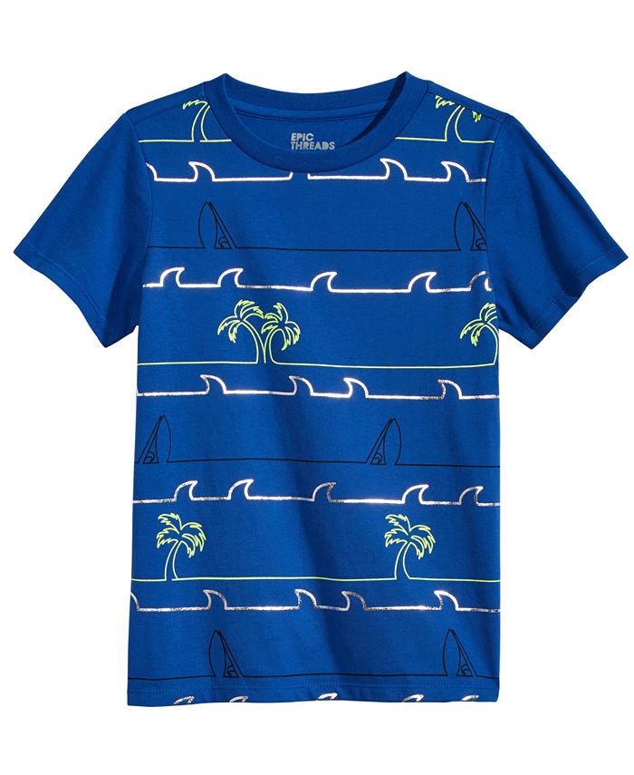 Epic Threads Little Boys Palm Striped T-Shirt, Created for Macy's - Macy's