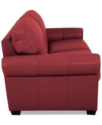 Orid 77" Leather Roll Arm Apartment Sofa