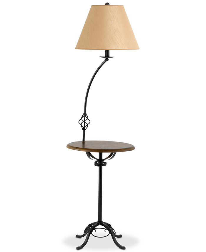 Cal Lighting - 150W 3-Way Iron Floor Lamp with Wood Tray Table Lamp
