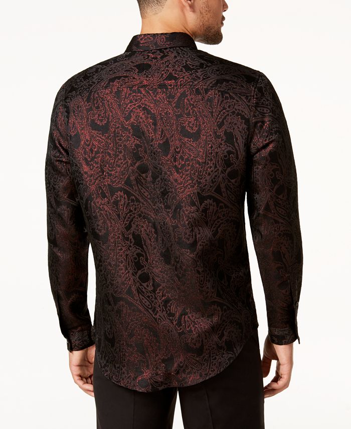 Inserch Long Sleeve Paisley Jacquard Shirt LS005-04 Light Gray main image 1