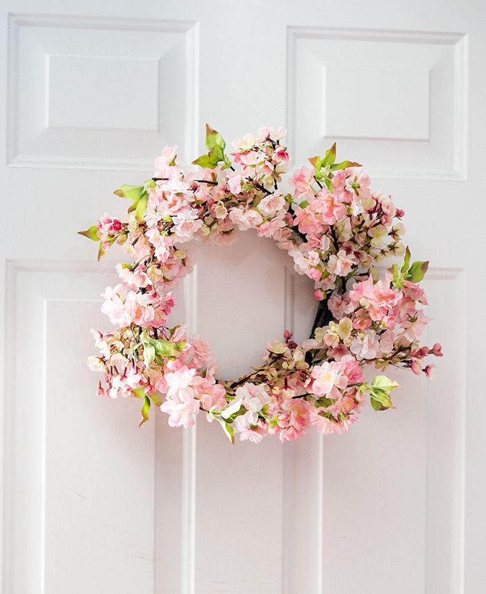 Nearly Natural 24" Artificial Cherry Blossom Wreath Macy's