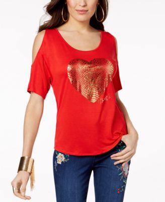 Thalia Sodi - Heart Cold-Shoulder Top