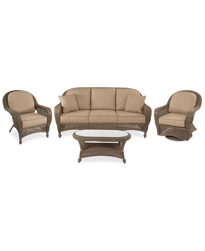 Furniture Sandy Cove Outdoor Wicker 4Pc. Seating Set (1 Sofa, 1 Club