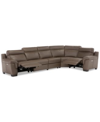 Furniture - Julius II 5-Pc. Leather Sectional Sofa With 2 Power Recliners, Power Headrests & USB Power Outlet