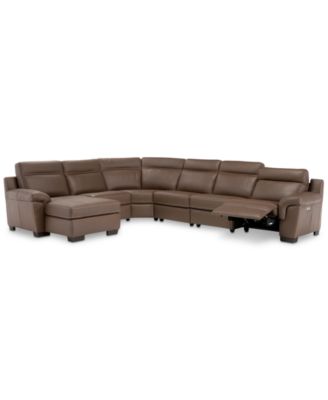 Furniture - Julius II 6-Pc. Leather Sectional Sofa With 1 Power Recliner, Power Headrest, Chaise & USB Power Outlet