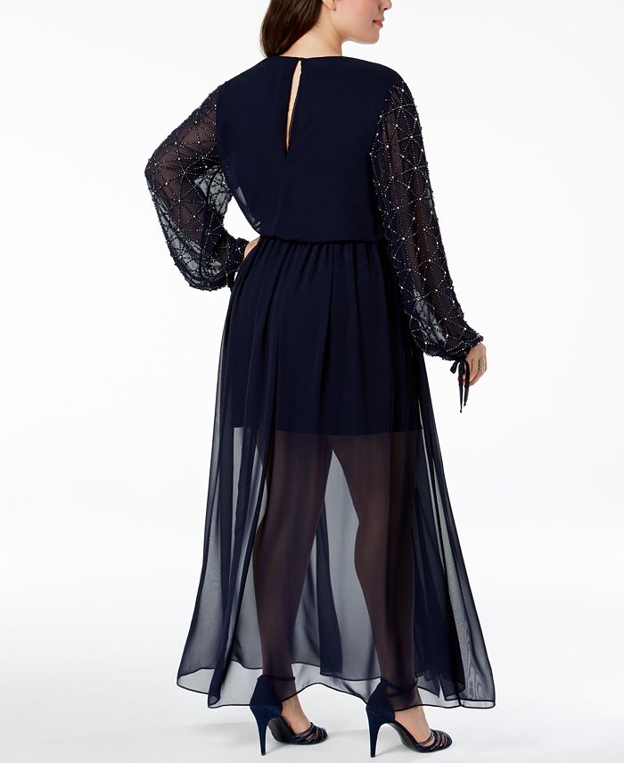 Betsy & Adam Plus Size Beaded WalkThrough Dress Macy's