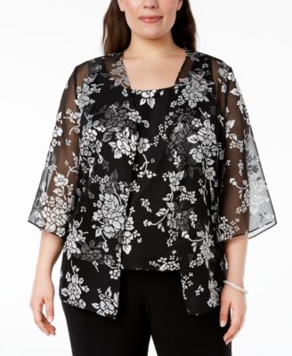 Alex Evenings - Plus Size Printed Jacket & Top