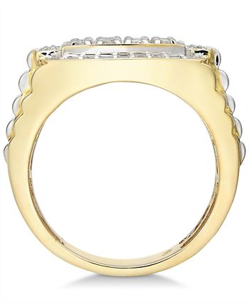 Macy's - Men's Diamond Cluster Two-Tone Ring (1 ct. t.w.) in 10k Yellow and White Gold