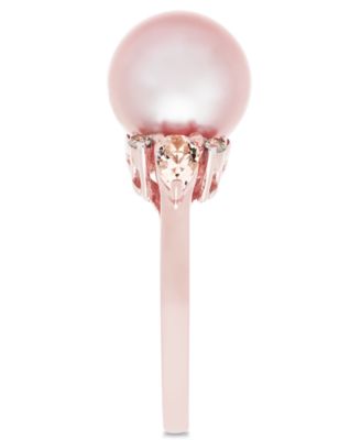 Pink Cultured Freshwater Pearl (9mm), Morganite (3/8 ct. t.w.) and Diamond Accent Ring in 14k Rose Gold