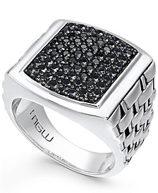 Men's Sterling Silver Ring, Black Sapphire Square (2 ct. t.w.) 