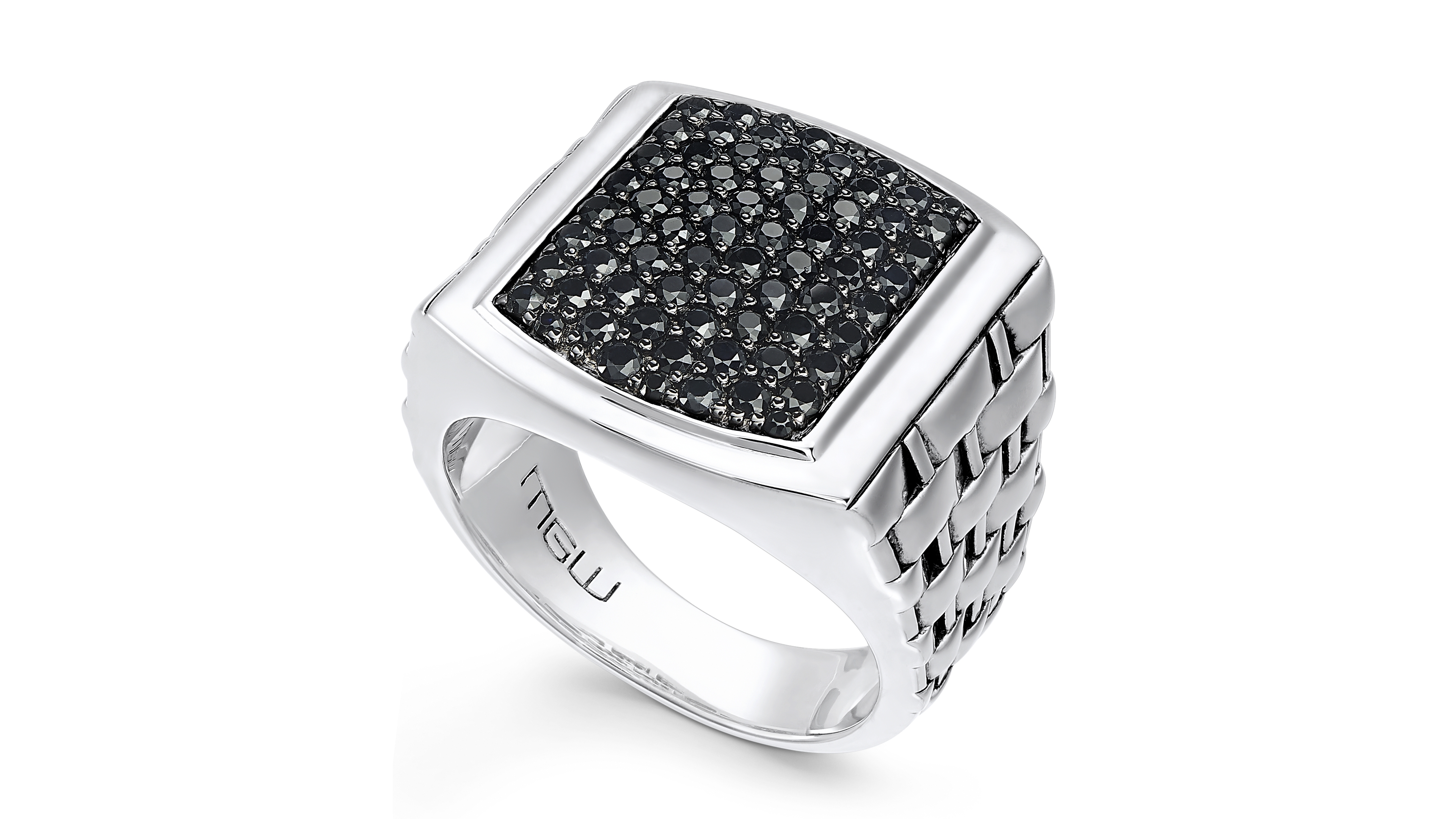 Men's Sterling Silver Ring, Black Sapphire Square (2 ct. t.w.)
