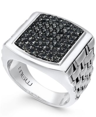 Macy&#39;s Men&#39;s Sterling Silver Ring, Black Sapphire Square (2 ct. t.w.) & Reviews - Rings ...