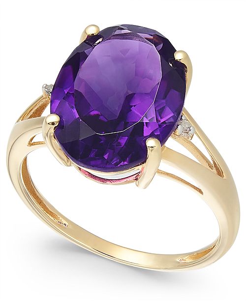 Macy&#39;s Amethyst (5 ct. t.w.) and Diamond Accent Ring in 14k Gold & Reviews - Rings - Jewelry ...