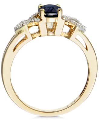 Sapphire and Diamond (1/8 ct. t.w.) Ring in 14k Gold (Also Available in Emerald & Ruby)