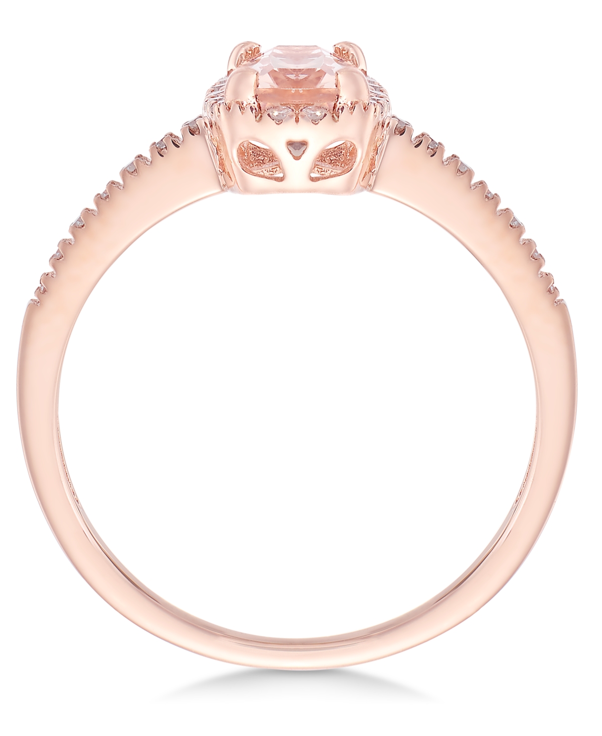 (3/4 ct. t.w.) and Diamond (1/10 ct. t.w.) Ring in 14k Rose Gold - Morganite