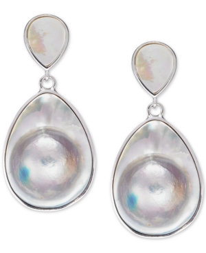 image of Mabe Blister Pearl (24 x 18mm, 10 x 8mm) Drop Earrings in Sterling Silver