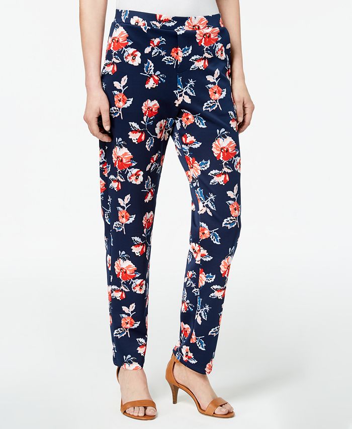 Monteau Petite Floral-Print Pants, Created for Macy's - Macy's
