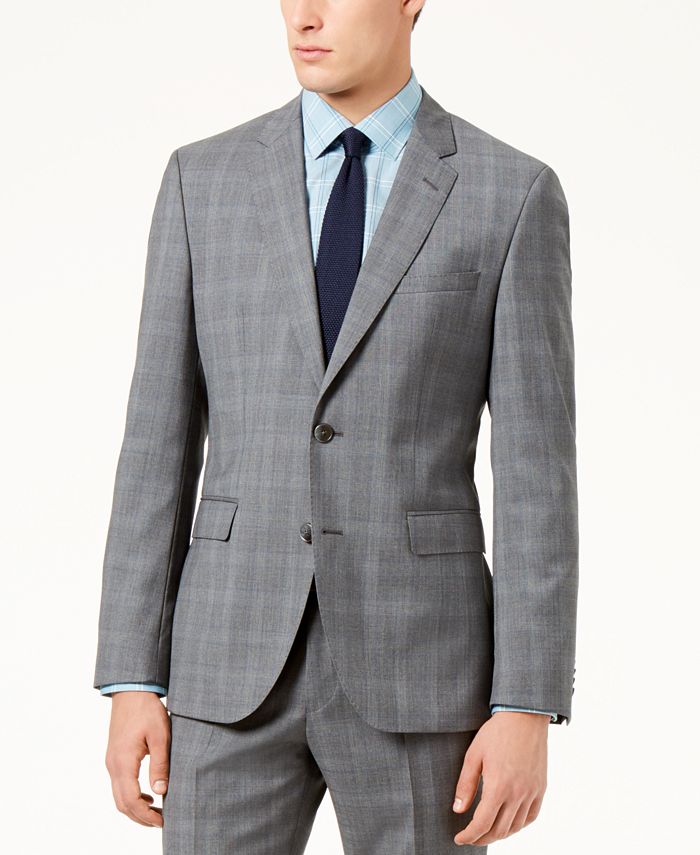 Hugo Boss HUGO Grey/Blue Glen Plaid Modern-Fit Suit - Macy's