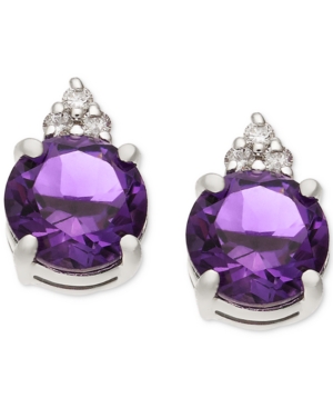 image of Amethyst (1-5/8 ct. t.w.) & Diamond Accent Stud Earrings in 14k White Gold