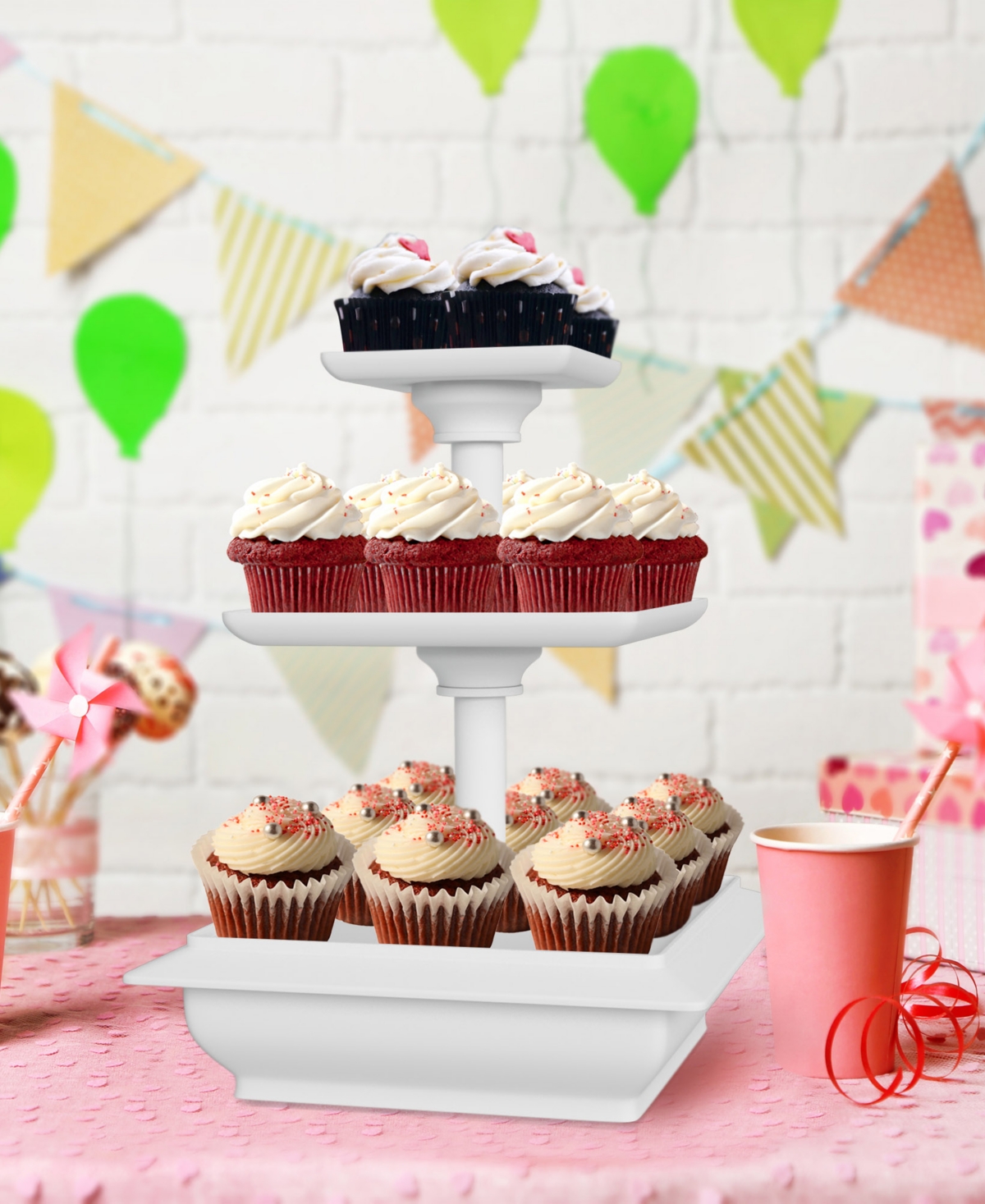 Three Tier Cupcake Dessert Stand Tray by Chef Buddy, 12.5
