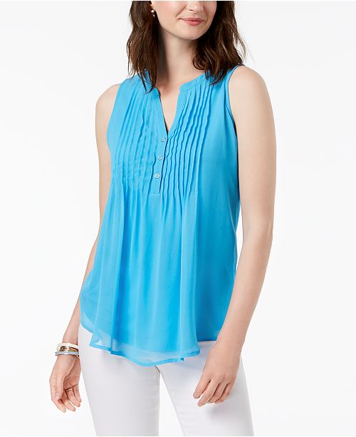 Charter Club Pintucked Sleeveless Top, Created for Macy's & Reviews