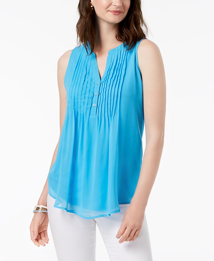 Charter Club Pintucked Sleeveless Top, Created for Macy's - Macy's